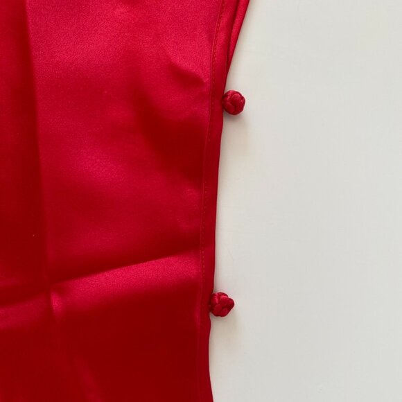 ( New WT ) Lingerie Silk Floral Halter Top Knot buttons Jewel Red - Size XS - Picture 5 of 12